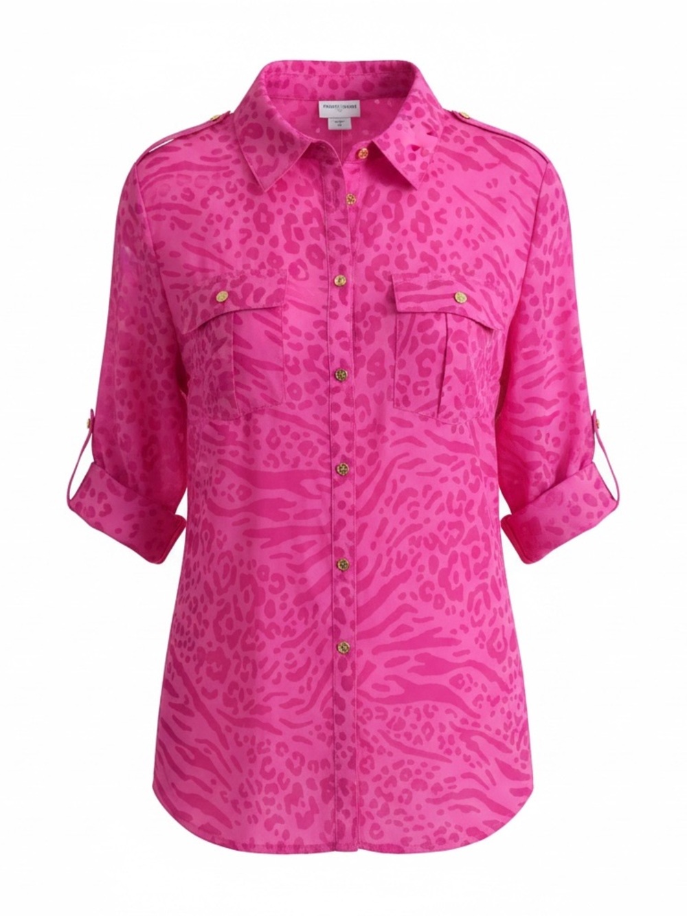 Jaclyn Smith Pink Animal-Print Button-Down Shirt